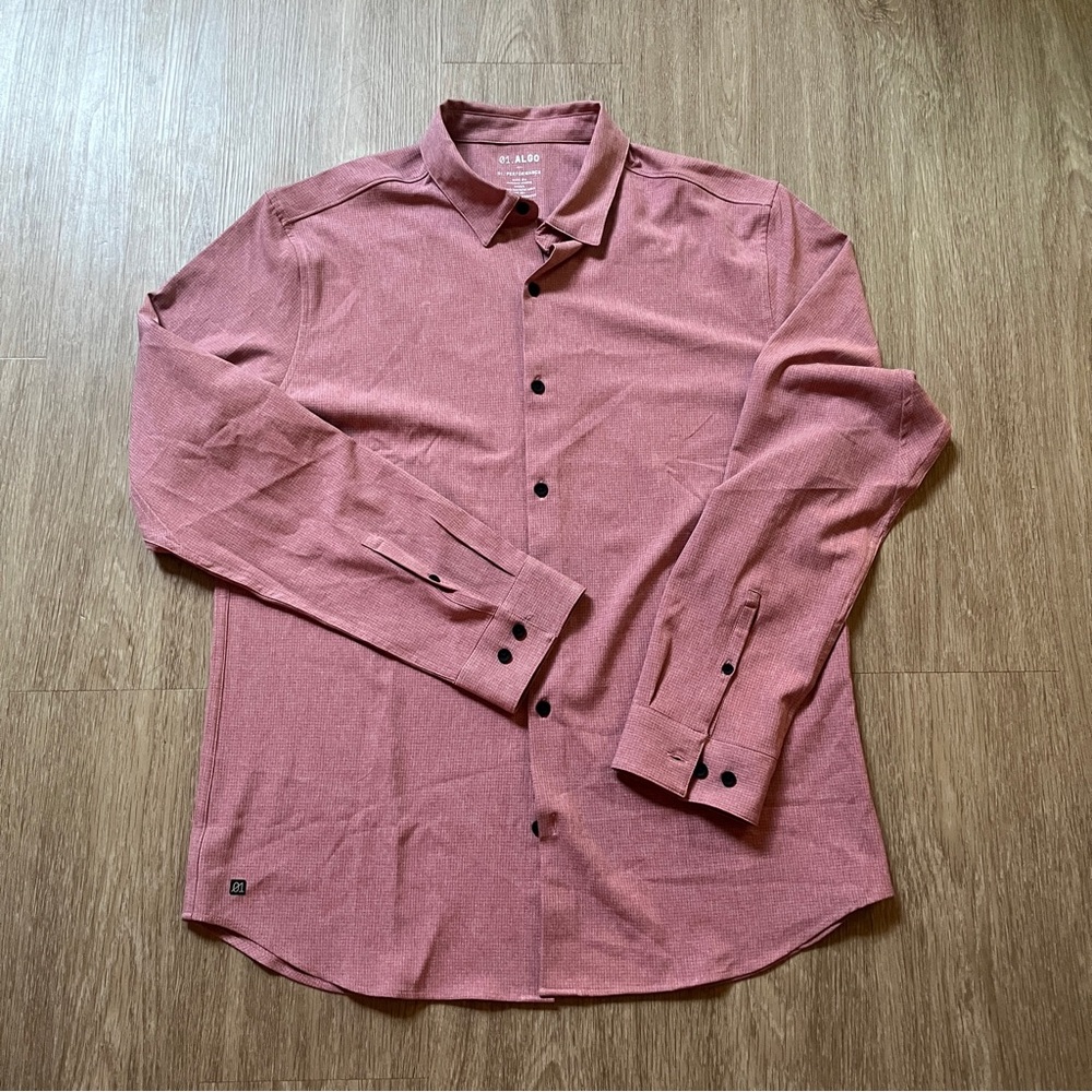 Men's Red Long Sleeve Shirt - 01. Algo